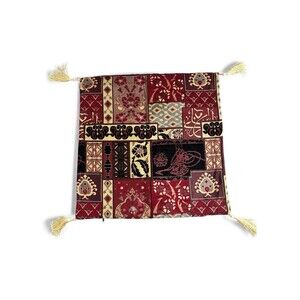 Turkish Patchwork Tapestry Pillow Cover Cushion Case Tassel Zipper Red Black 17"